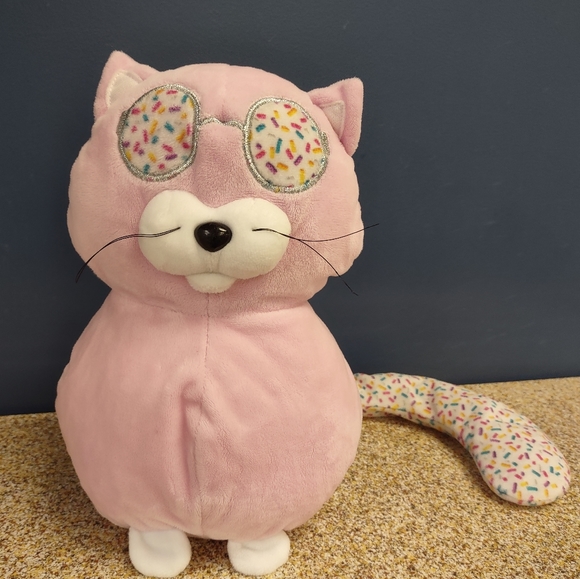 βideal toys Pink Cat Kitten Kitty Sprinkle Sitting Long tail Plush 19in - Picture 3 of 17
